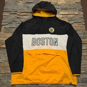 Boston Bruins Hooded Jacket Men’s 2XL Black Golf Fanatics Pullover Pocket NHL